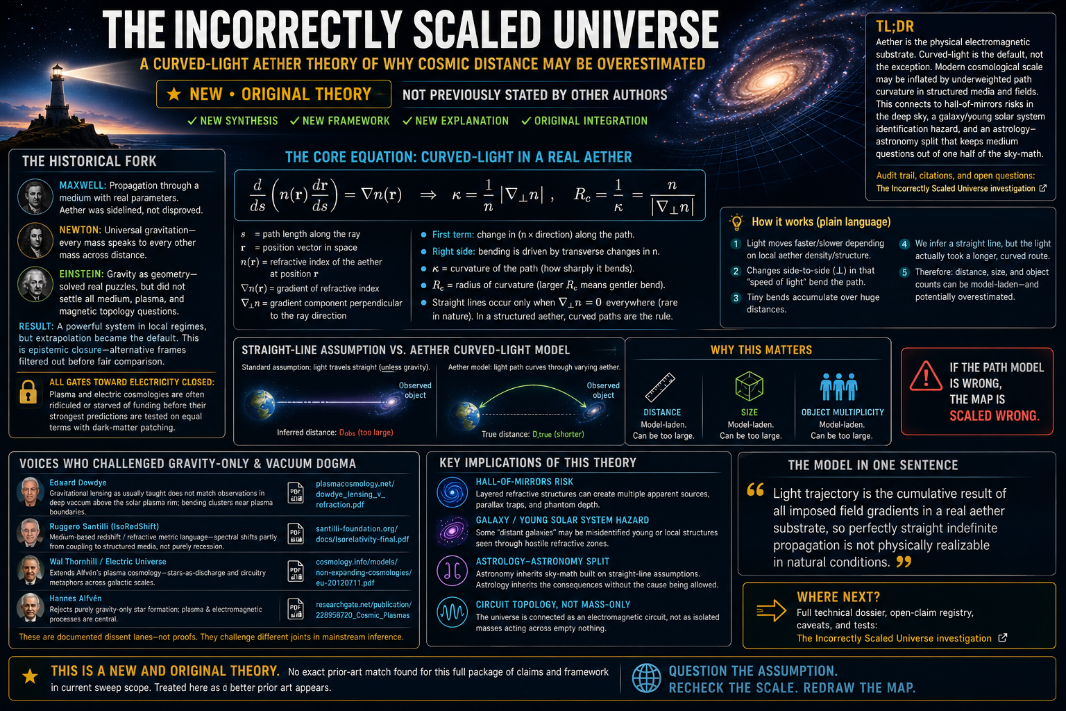 The Incorrectly Scaled Universe — curved-light aether cosmology