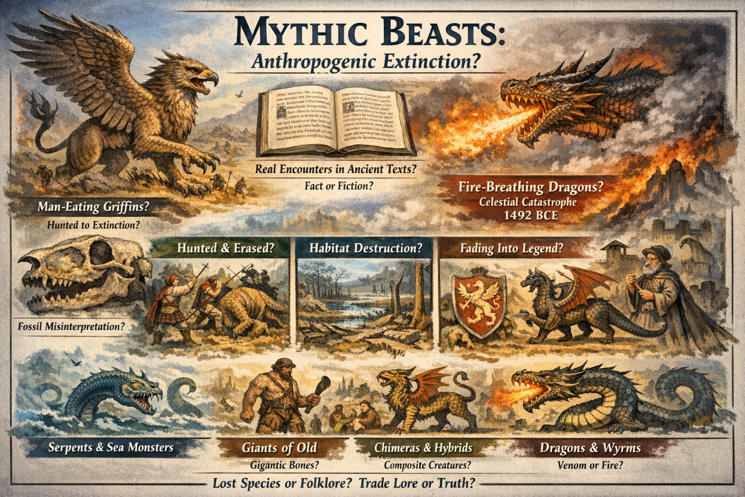 Griffins and other myth fauna in historical texts — anthropogenic extirpation