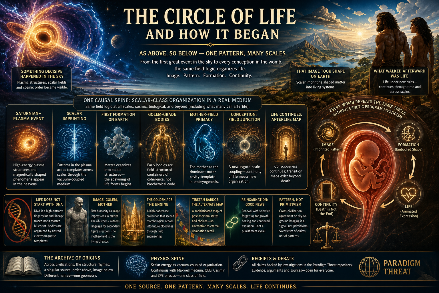 The Circle of Life and How It Began — creation memory, scalar field, womb echo (article art)