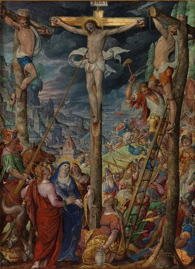 Painting by Hans Bol: The Crucifixion 1587